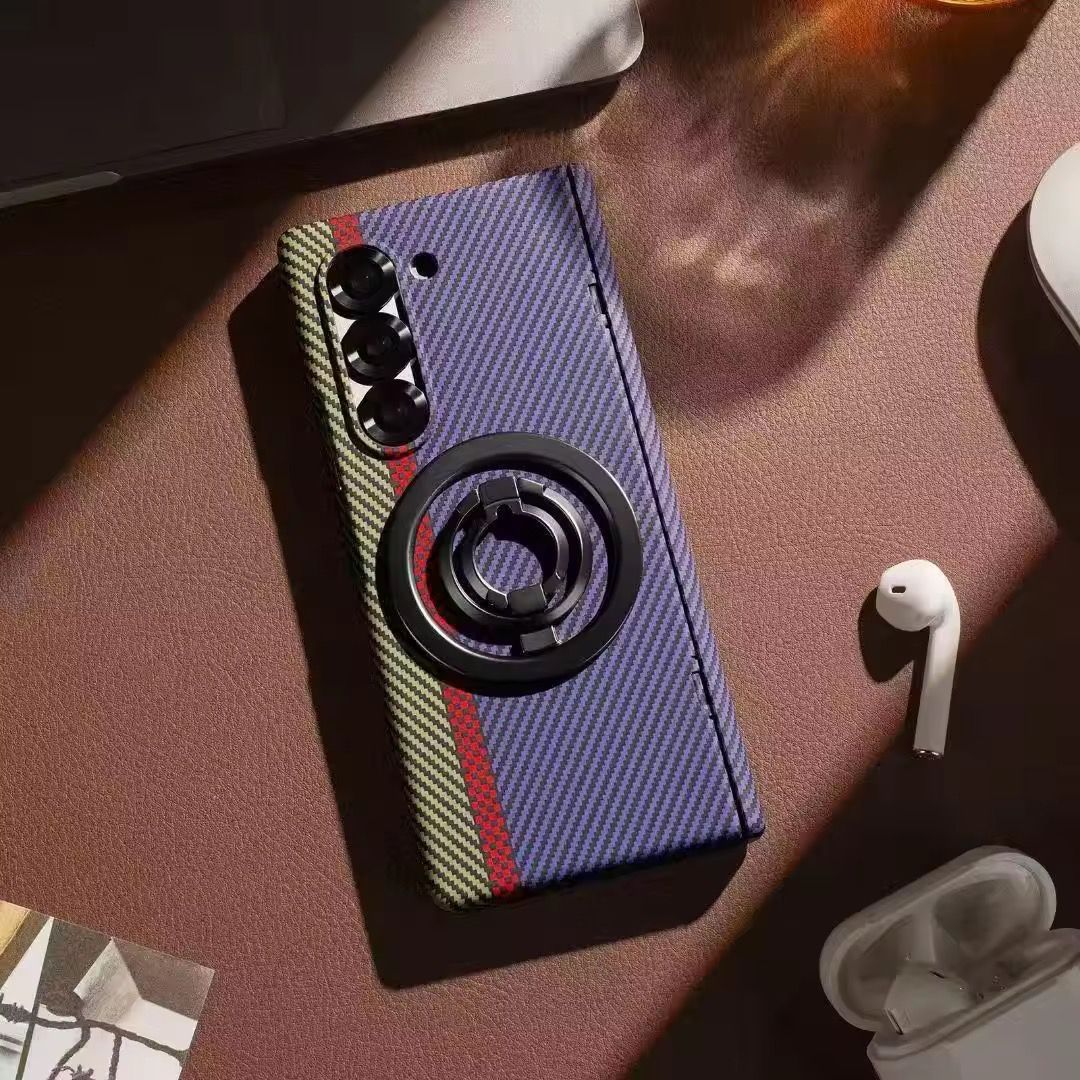 Carbon Fiber Case with Hinge Protection & Magnetic Metal Stand – Samsung Galaxy Z Fold 6 & Fold 7 – Front Glass, Premium 3 Colors