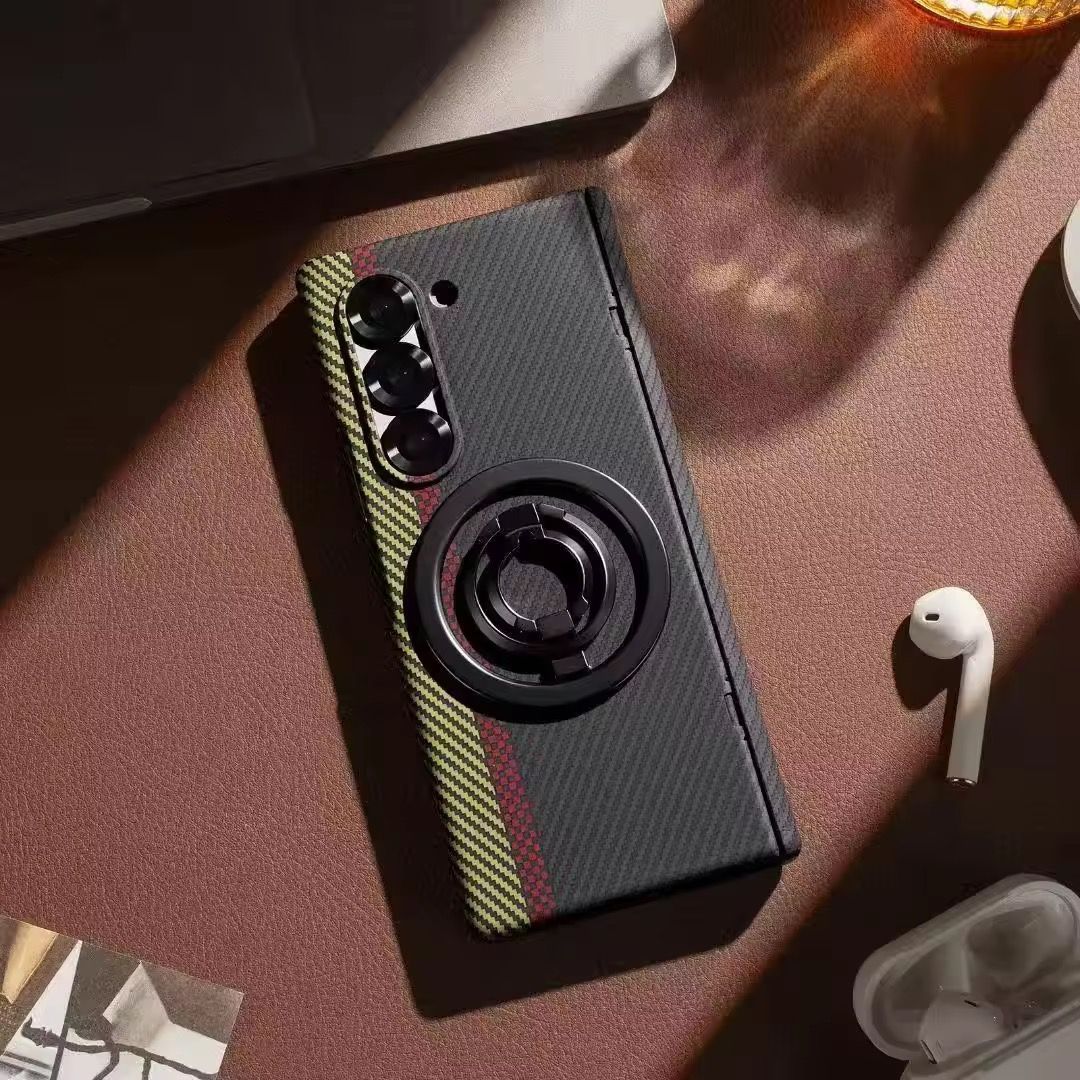 Carbon Fiber Case with Hinge Protection & Magnetic Metal Stand – Samsung Galaxy Z Fold 6 & Fold 7 – Front Glass, Premium 3 Colors