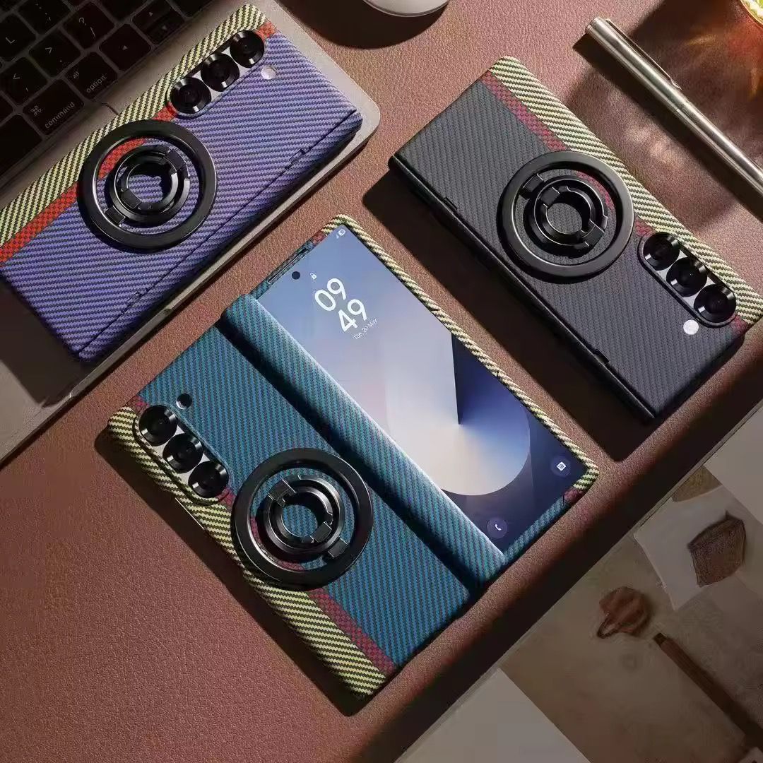 Carbon Fiber Case with Hinge Protection & Magnetic Metal Stand – Samsung Galaxy Z Fold 6 & Fold 7 – Front Glass, Premium 3 Colors